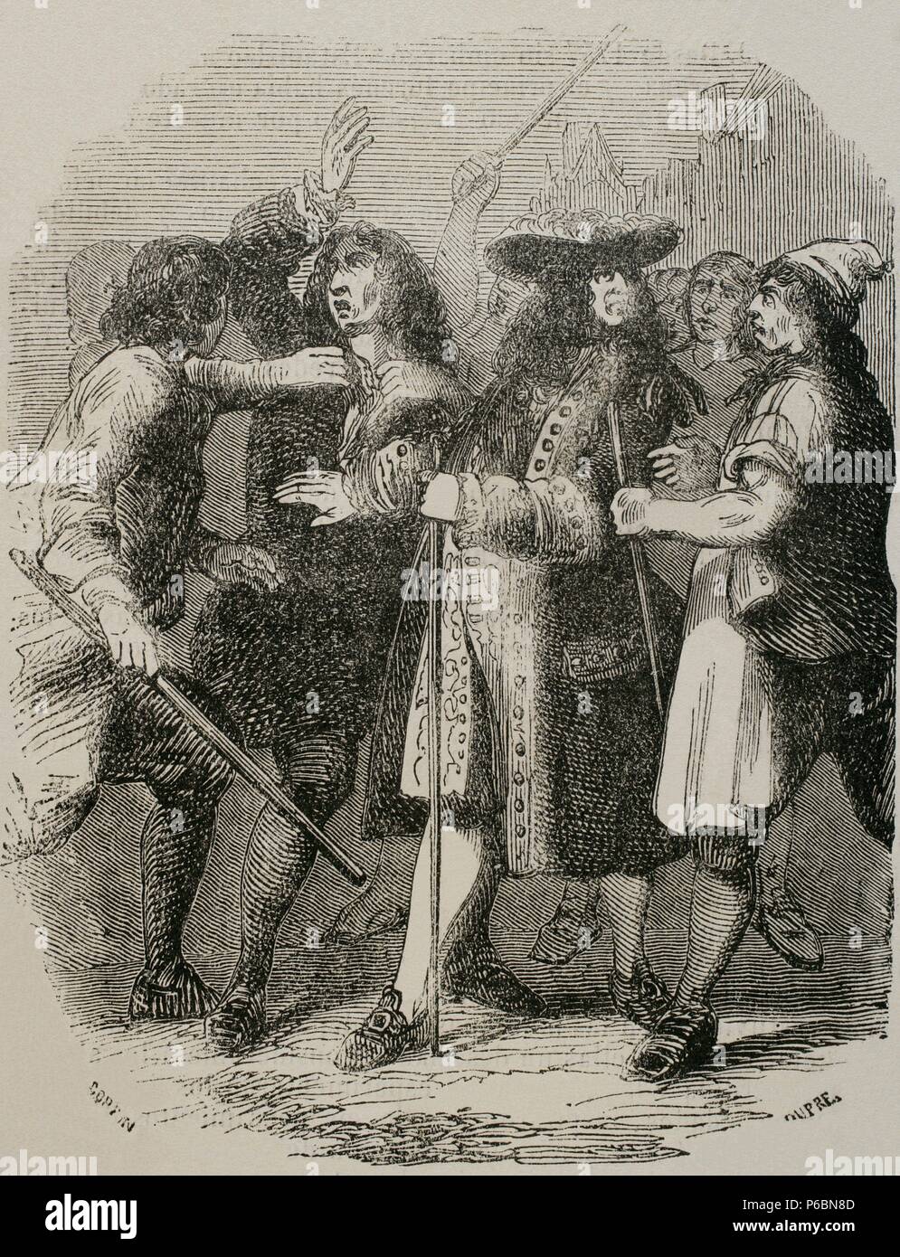 John Law (1671-1729). Schottische Ökonom. Regler Allgemein der Finanzen von Frankreich unter König Louis XV. Das Regent, Herzog von Orleans, speichern. Gravur. Stockfoto