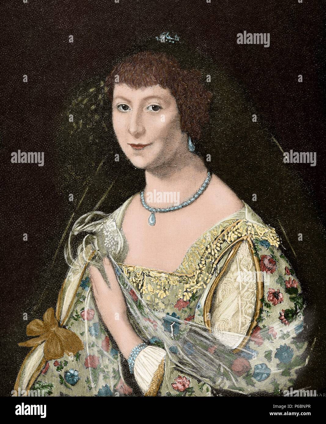 Lady Castlehaven. Gravur nach einem Gemälde von Cornelis Janssens van Ceulen (1593-1661). Der iberischen Abbildung: 1891. Gefärbt. Stockfoto