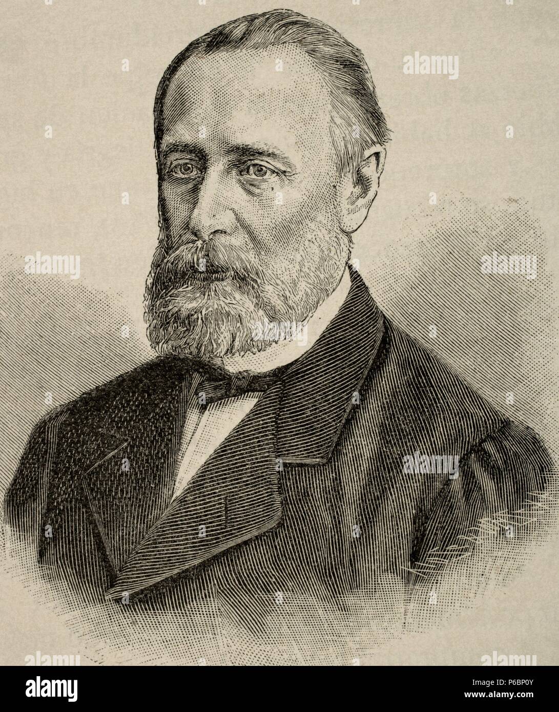 Mikhail Katkov (1818-1887). Russischer Journalist. Kupferstich von Kaeseberg, Universalgeschichte, 1885. Stockfoto