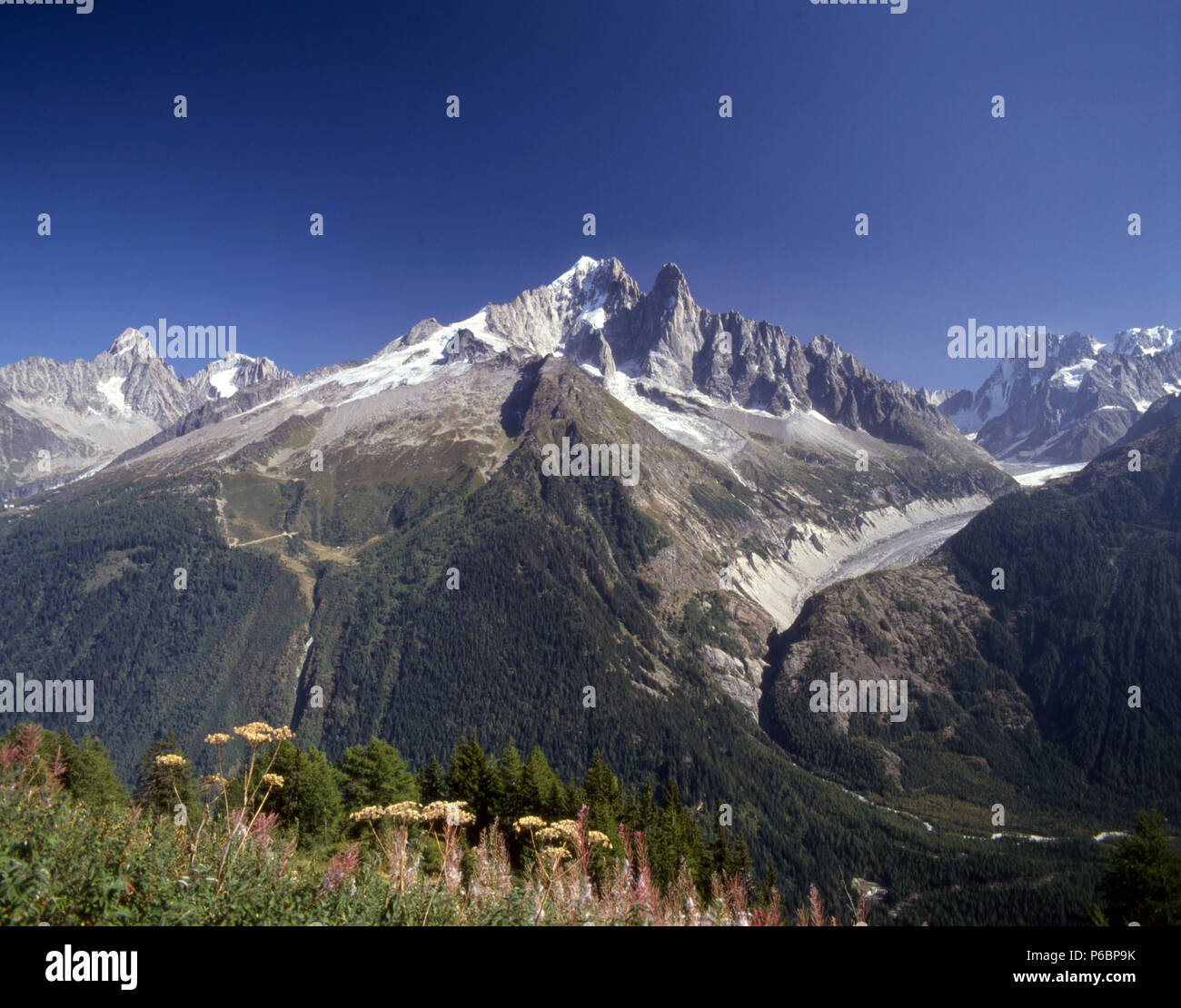 Frankreich, Alpen, Haute-savoie, Chamonix, Aiguille Verte, Aiguille du Dru, Stockfoto
