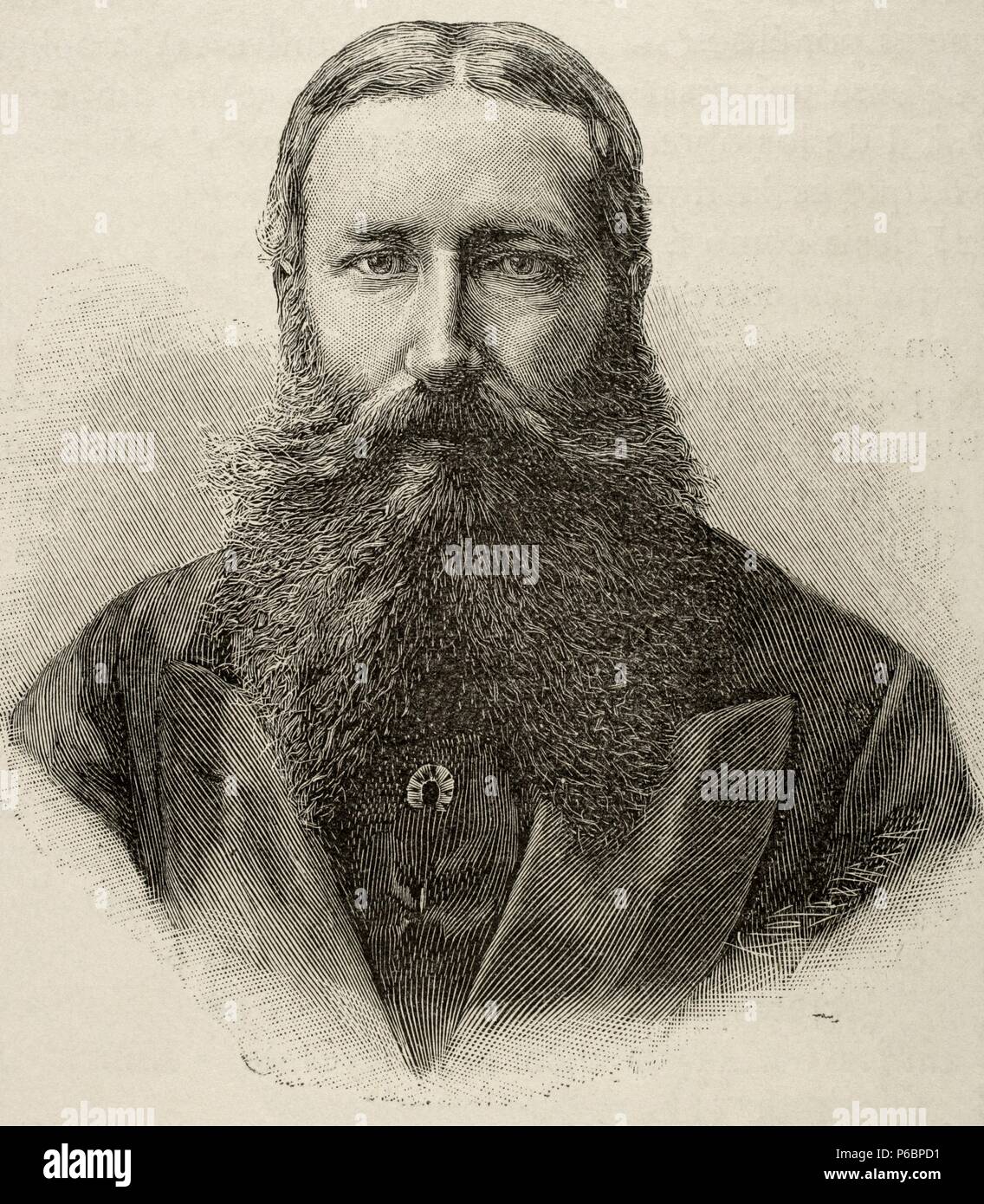 Leopold II von Belgien (1835-1909). König der Belgier. Gravur. Stockfoto