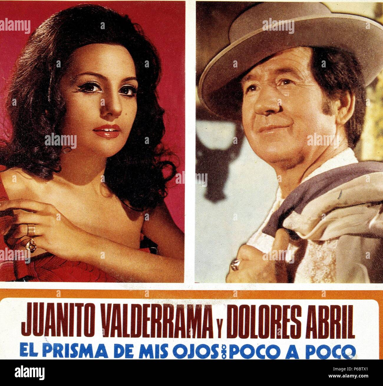 JUANITO VALDERRAMA. CANTANTE ESPAÑOL. TORREDELCAMPO 1916 - 2004. PORTADA DE DISCO JUNTO A DOLORES ABRIL. Stockfoto