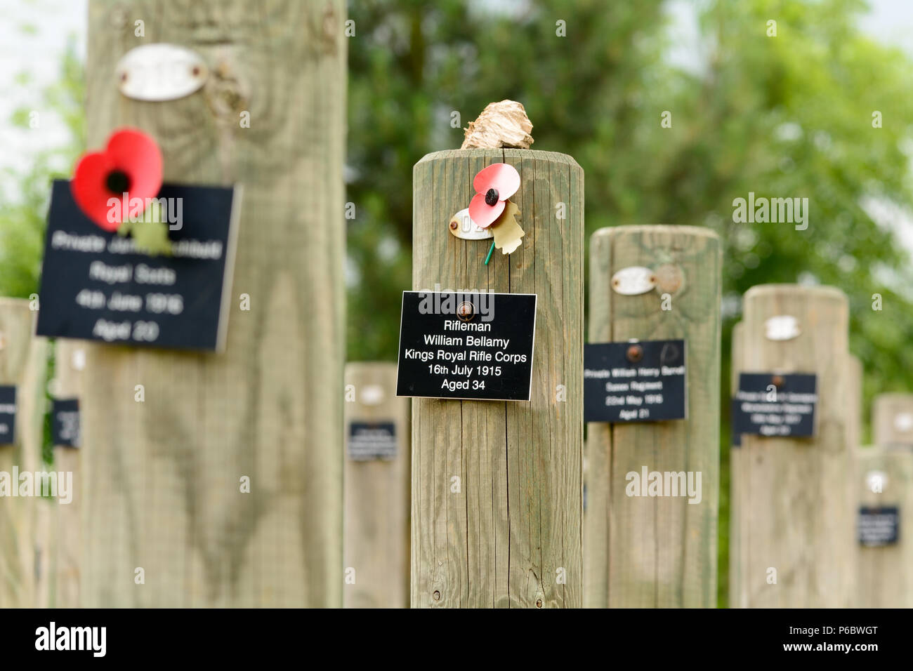 Der Schuss im Morgengrauen Denkmal an der National Memorial Arboretum, Alrewas, Staffordshire, England Stockfoto