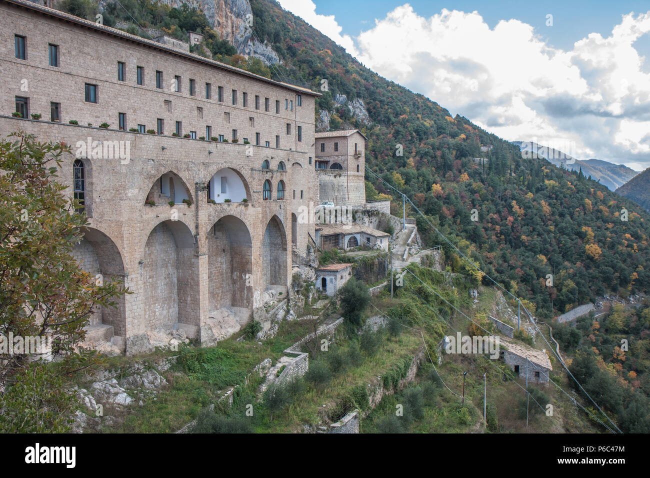 Subiaco, Italien - 9. November 2014: Abtei Saint Benedict in Subiaco Stockfoto