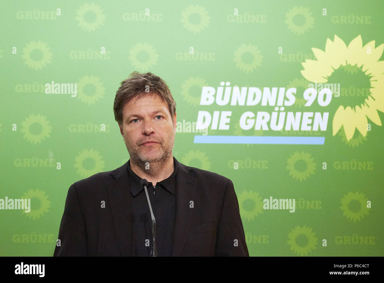 Berlin, Deutschland - Robert Habeck, Bundesvorsitzende von Buendnis 90/Die Gruenen uebten. Stockfoto