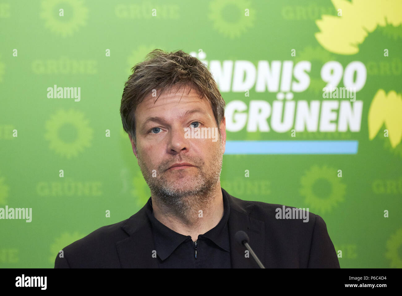 Berlin, Deutschland - Robert Habeck, Bundesvorsitzende von Buendnis 90/Die Gruenen uebten. Stockfoto