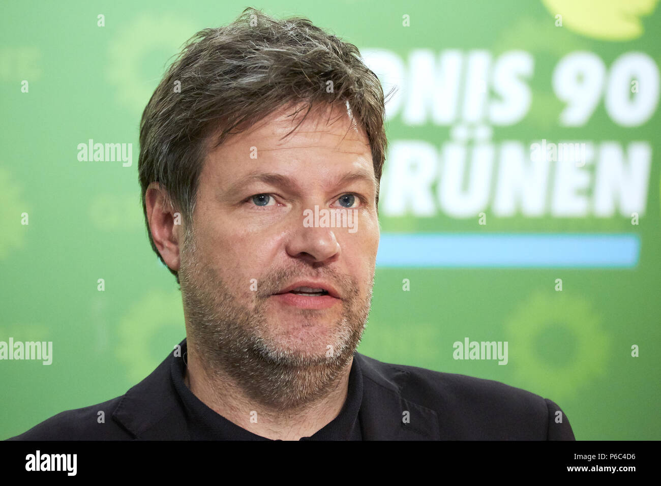 Berlin, Deutschland - Robert Habeck, Bundesvorsitzende von Buendnis 90/Die Gruenen uebten. Stockfoto