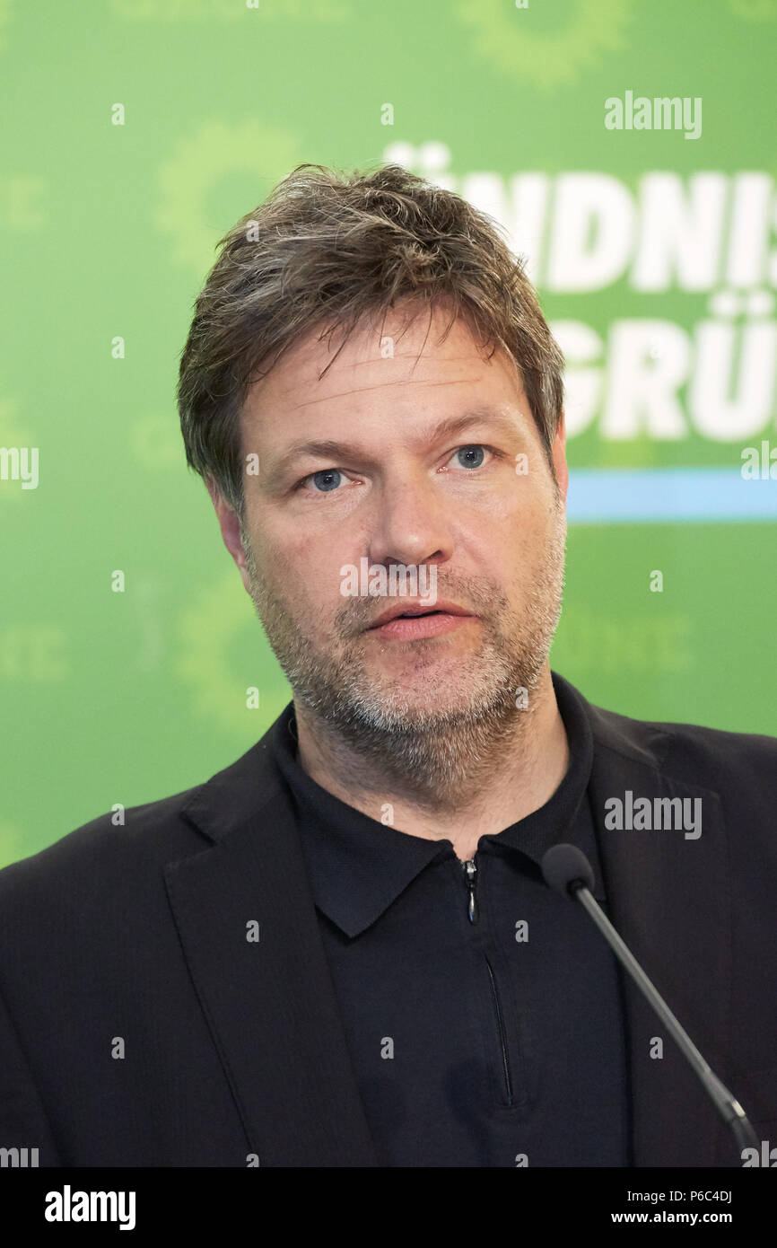 Berlin, Deutschland - Robert Habeck, Bundesvorsitzende von Buendnis 90/Die Gruenen uebten. Stockfoto