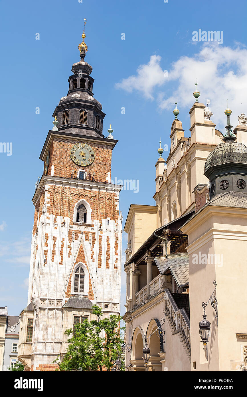 Ehemalige Rathaus und Tuchhallen (Sukiennice) in Krakau (Polen) Stockfoto