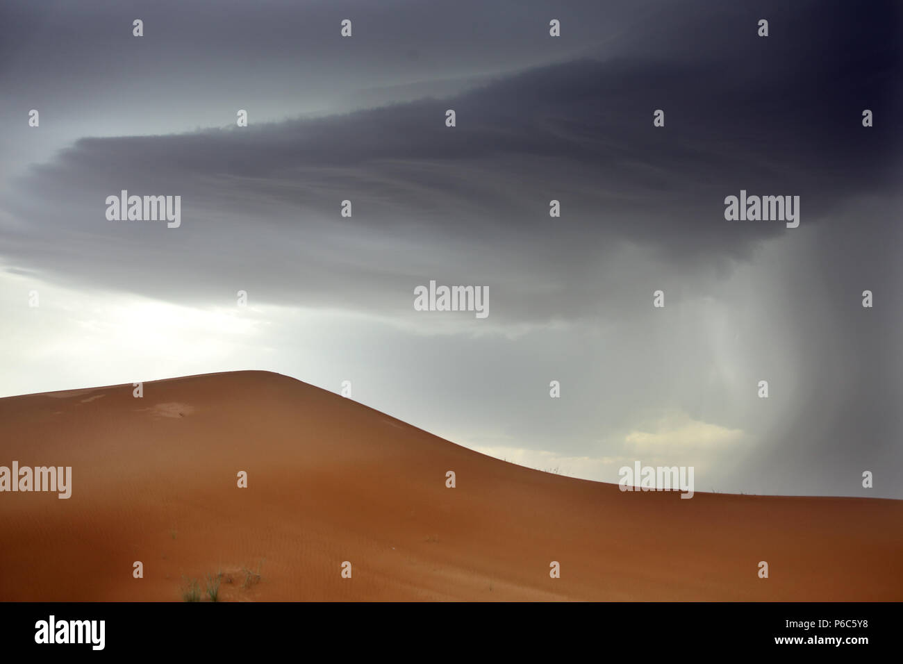 Dubai, Vereinigte Arabische Emirate, Regen in der Wüste Stockfoto