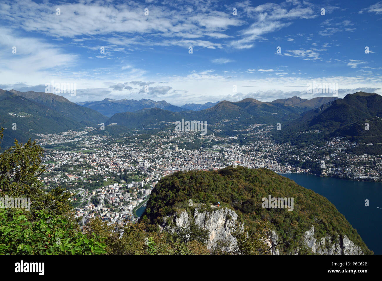 Blick auf den See von Lugano Stockfoto