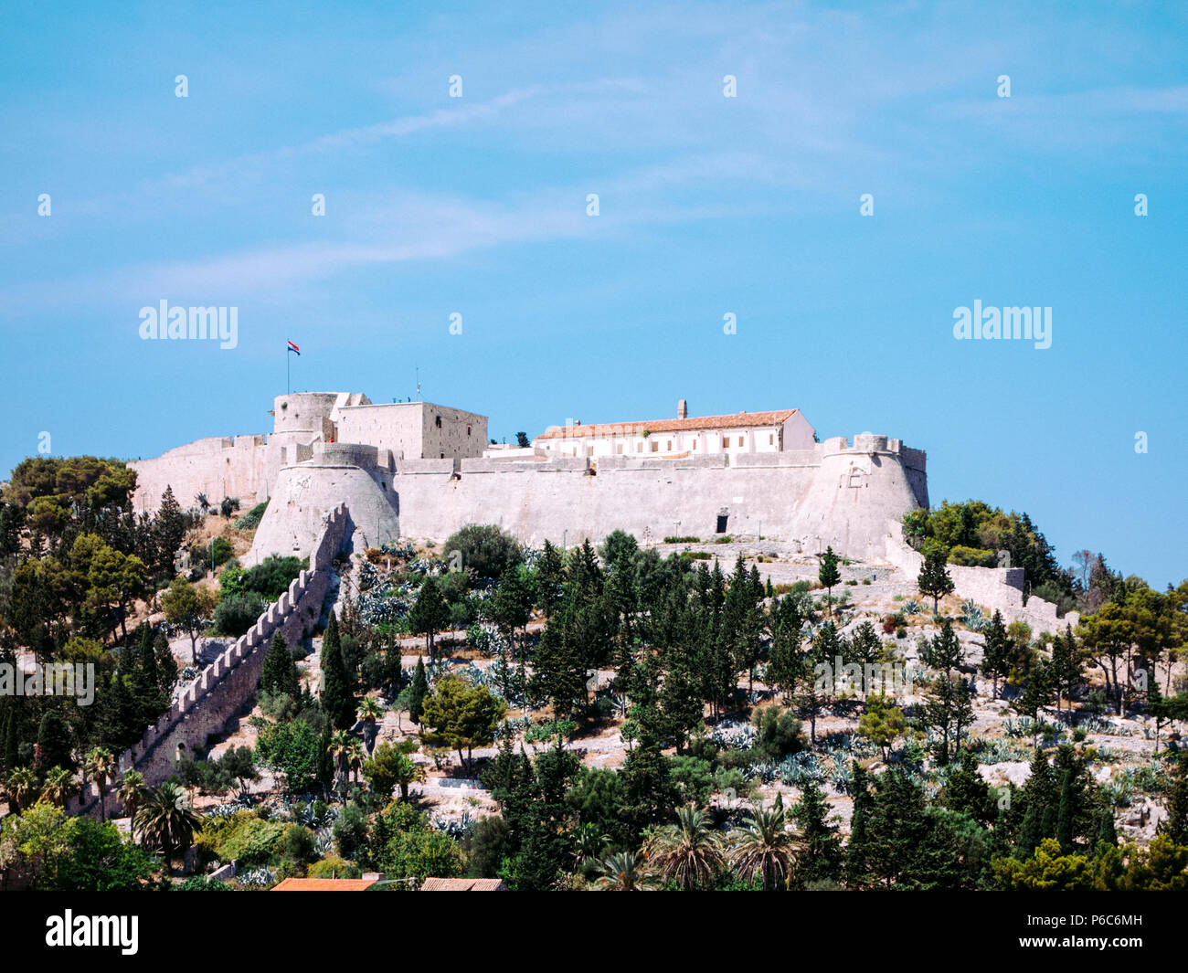 Ein Blick auf die Spanische Festung, Hvar, Kroatien Stockfoto