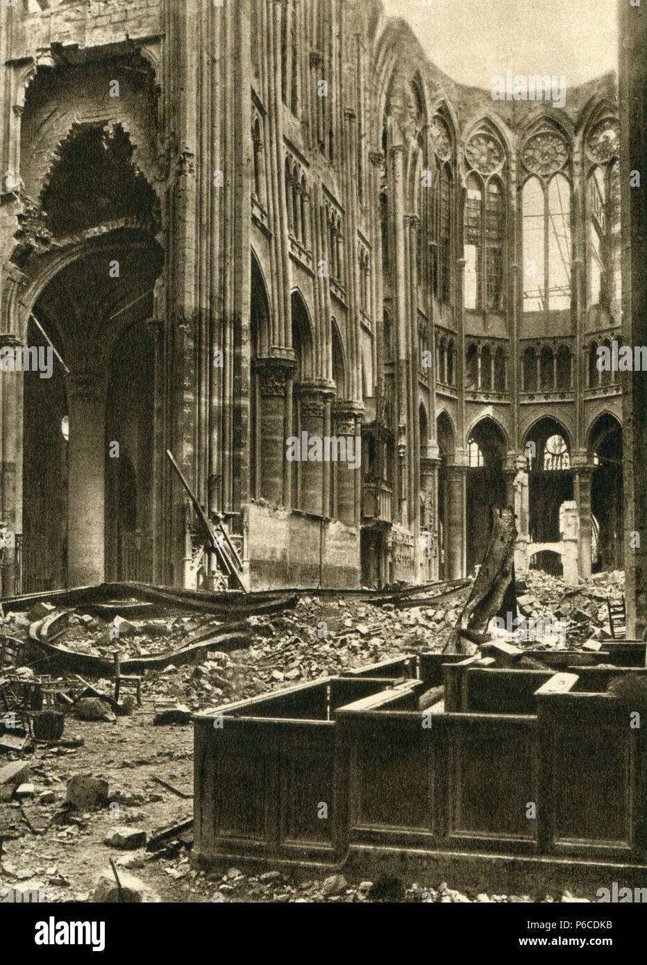 Die Kathedrale, der erste Weltkrieg, Saint- Quentin, WK 1, Weltkrieg, Weltkrieg Stockfoto