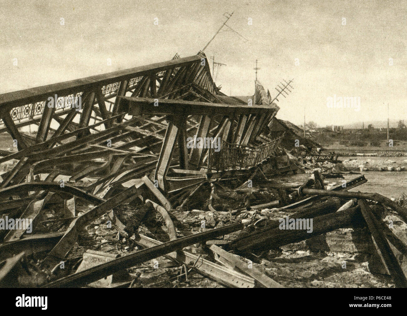 Krieg Fotografie, Bukowina, Brücke sprengen, Czernowitz, WK 1, Weltkrieg, Weltkrieg Stockfoto