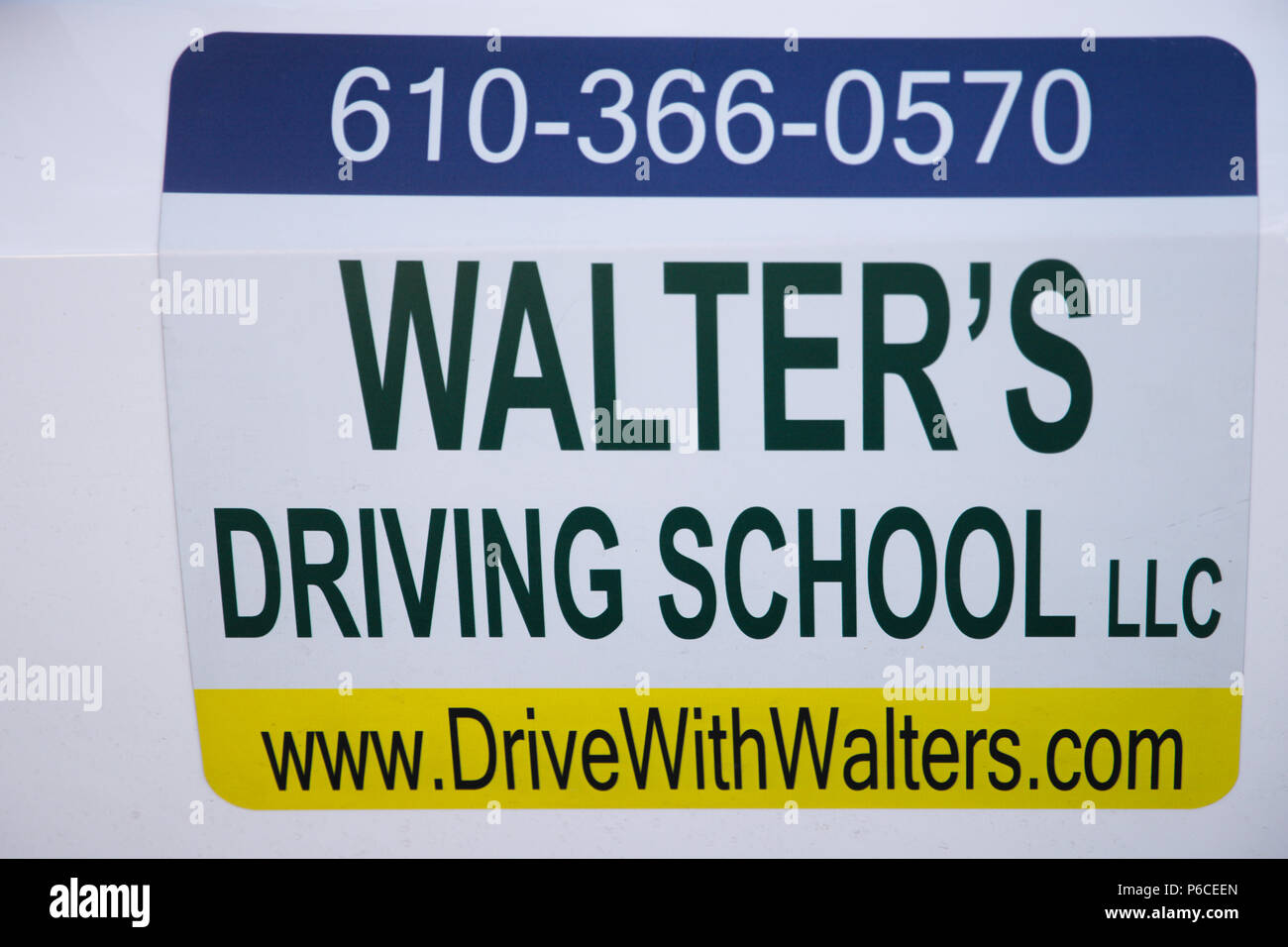 Philadelphia, Pennsylvania, 19. Juni 2018 Driving School Kontakt Informationen Stockfoto