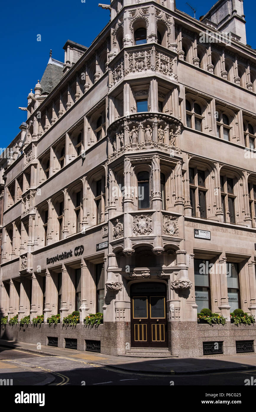 Europe Arab Bank, 13-15 Moorgate, London, England, Großbritannien Stockfoto