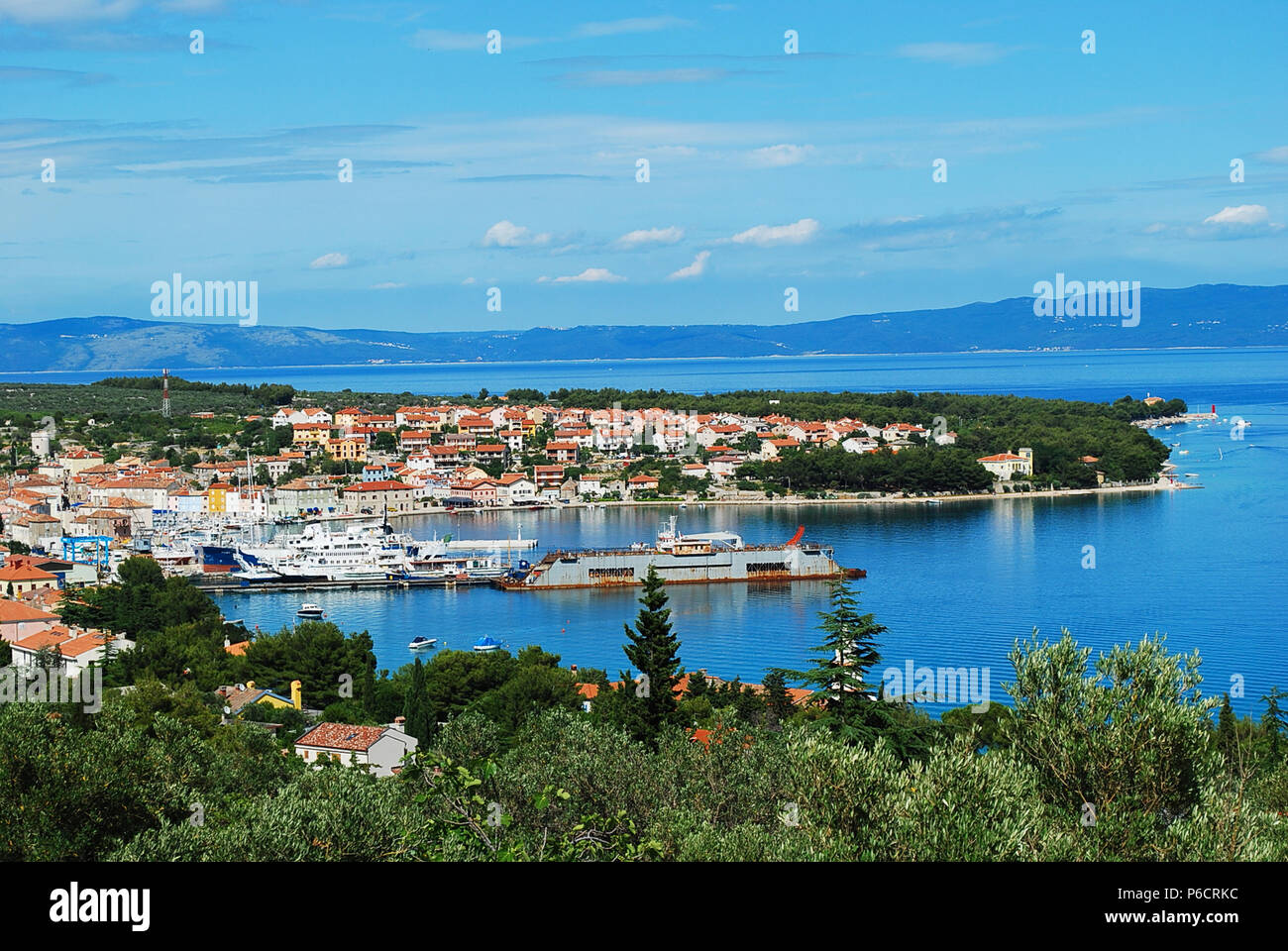 Der Hafen auf der Insel Cres in Kroatien Stockfoto