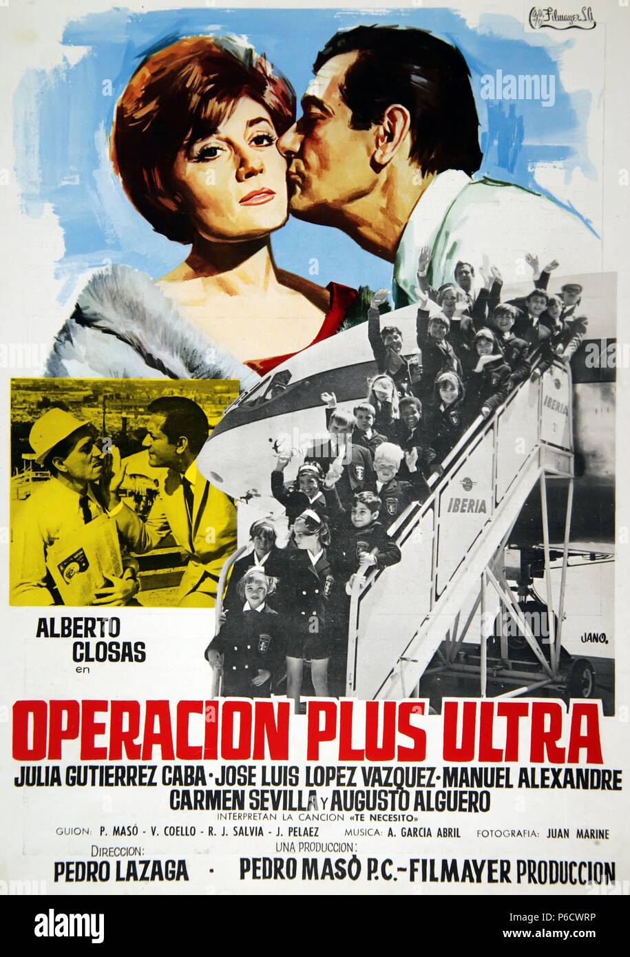 PELICULA: OPERACION PLUS ULTRA, 1966. Regie: Pedro LAZAGA. ACTORES: ALBERTO CLOSAS, JULIA GUTIERREZ CABA, Carmen Sevilla. Stockfoto