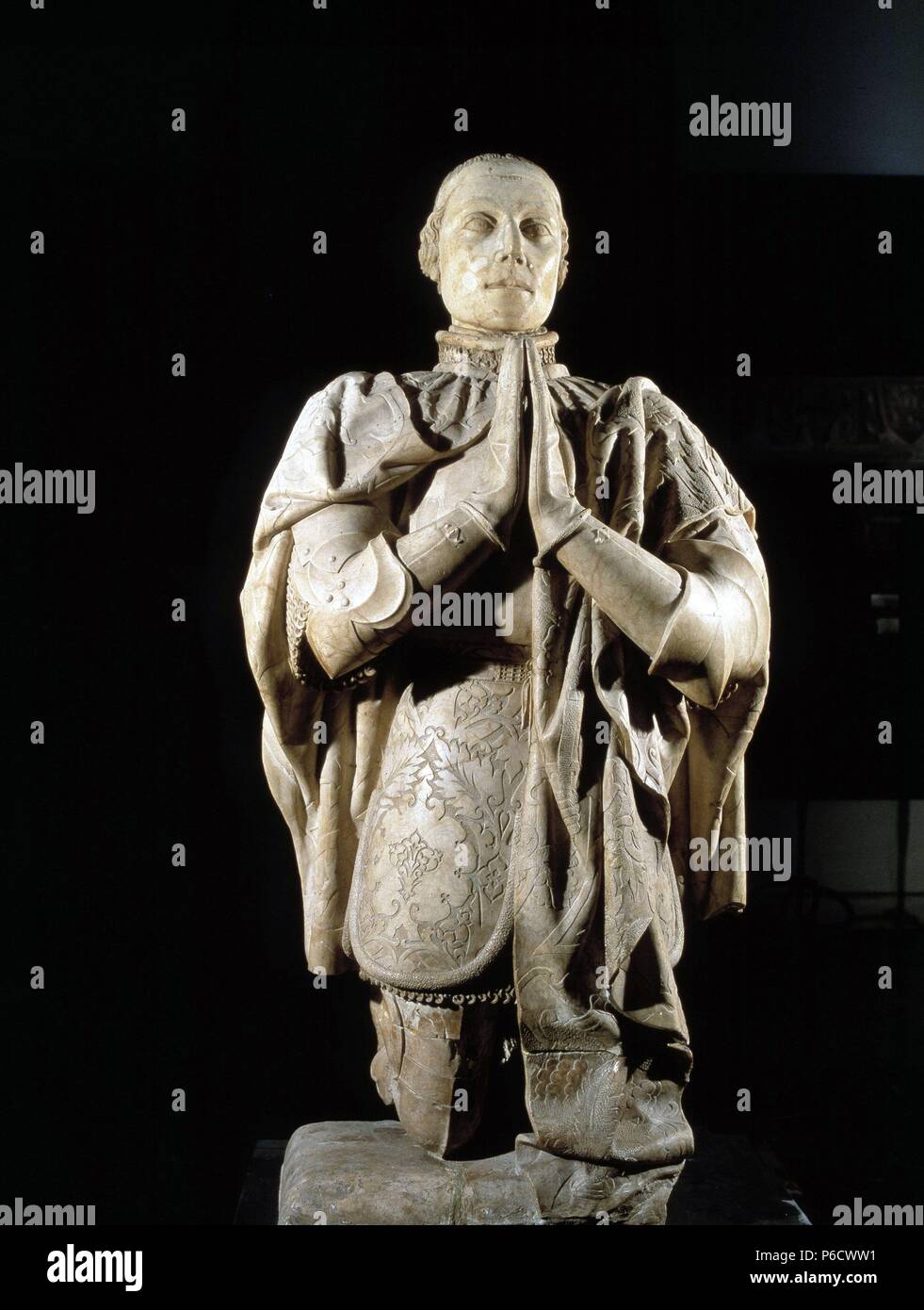 PEDRO I. EL grausam. REY DE CASTILLA Y LEON. 1334 - 1369. ESTATUA ORANTE, SIGLO XV. MUSEO ARQUEOLOGICO NACIONAL. MADRID. Stockfoto