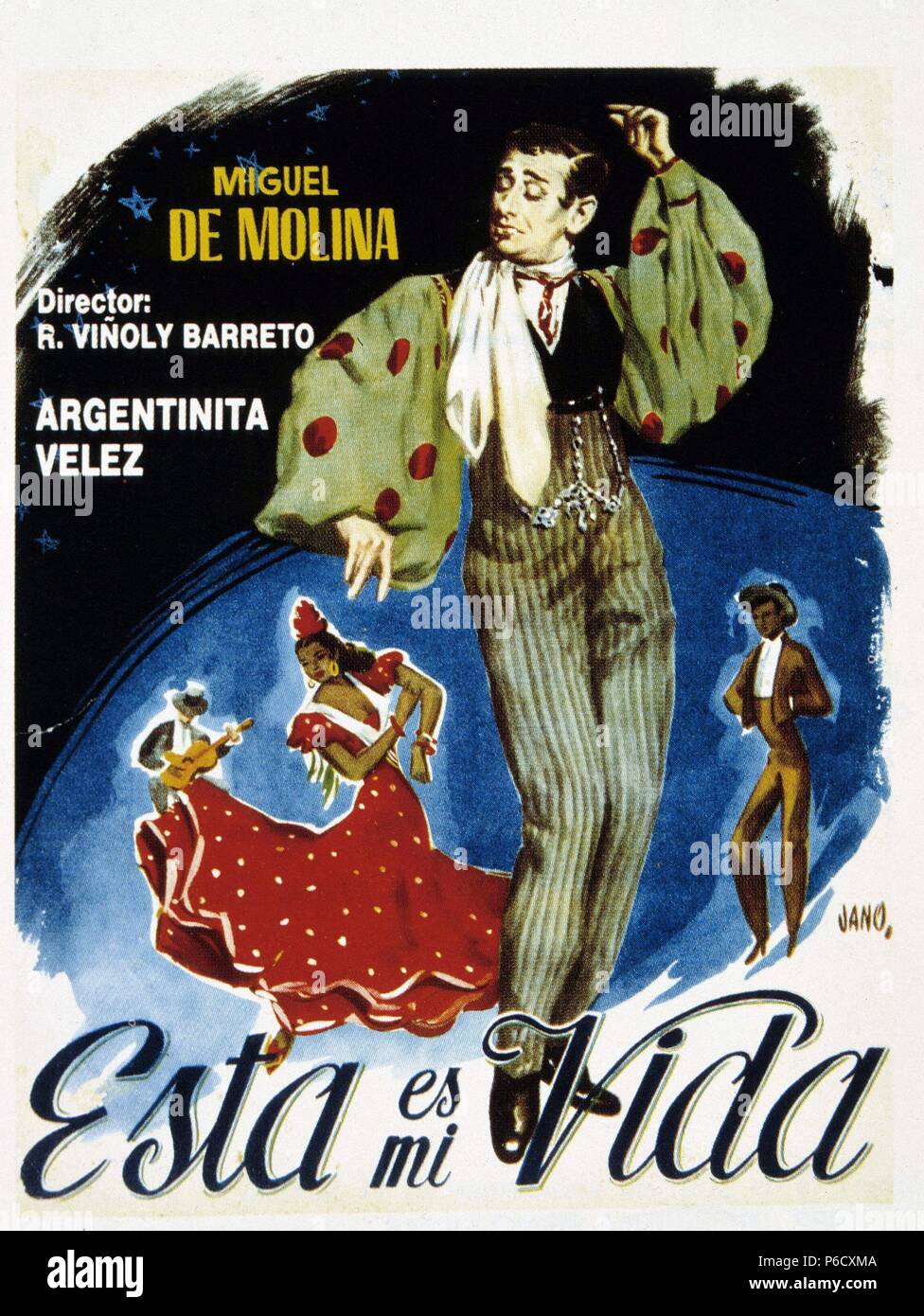 : ESTA PELICULA ES MI VIDA, 1952. Direktor, Román Viñoly Barreto. ACTORES, MIGUEL DE MOLINA. MOLINA, MIGUEL DE. CANTANTE ESPAÑOL. MALAGA 1908-1993. Stockfoto