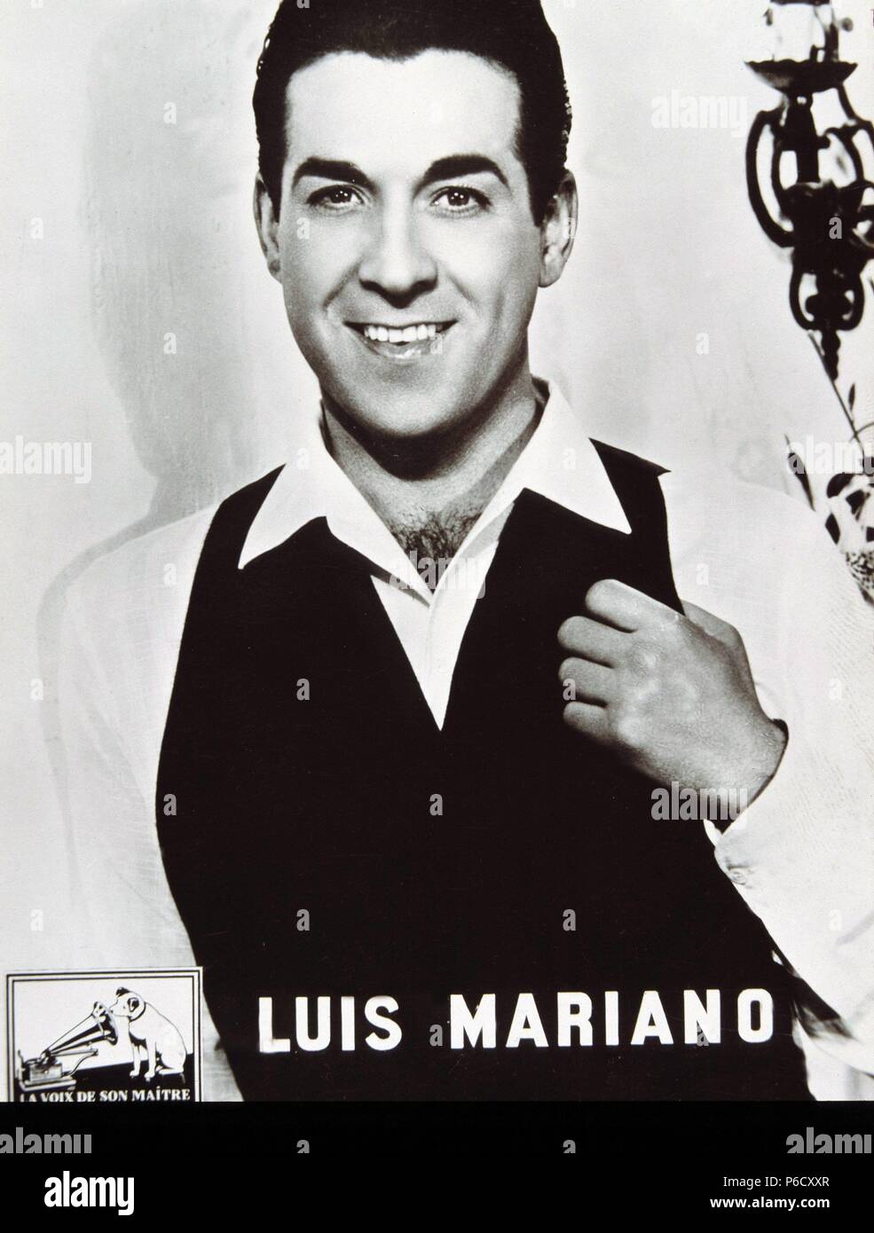 MARIANO, LUIS. MARIANO EUSEBIO GONZALEZ GARCIA. CANTANTE ESPAÑOL. IRUN 1920 - 1970. FOTO PROMOCION. Stockfoto