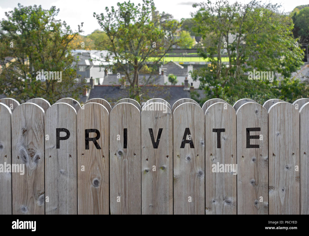 Private Zeichen auf einem Wohnhaus Gartenzaun Stockfoto