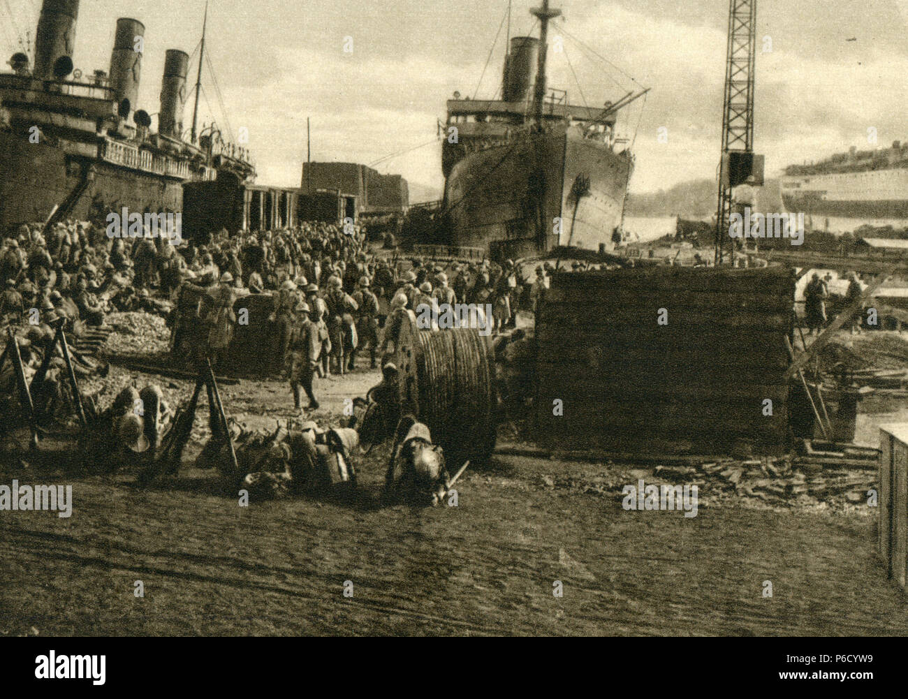 Hafen, Weltkrieg i, französische Soldaten, Toulon, ww1, Wwi, Erster Weltkrieg Stockfoto