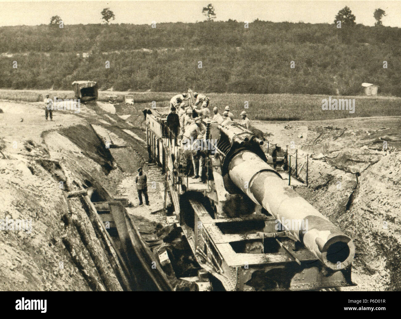 Weltkrieg, railroad Gun, Harbonnieres Schlucht, WK 1, Weltkrieg, Weltkrieg Stockfoto