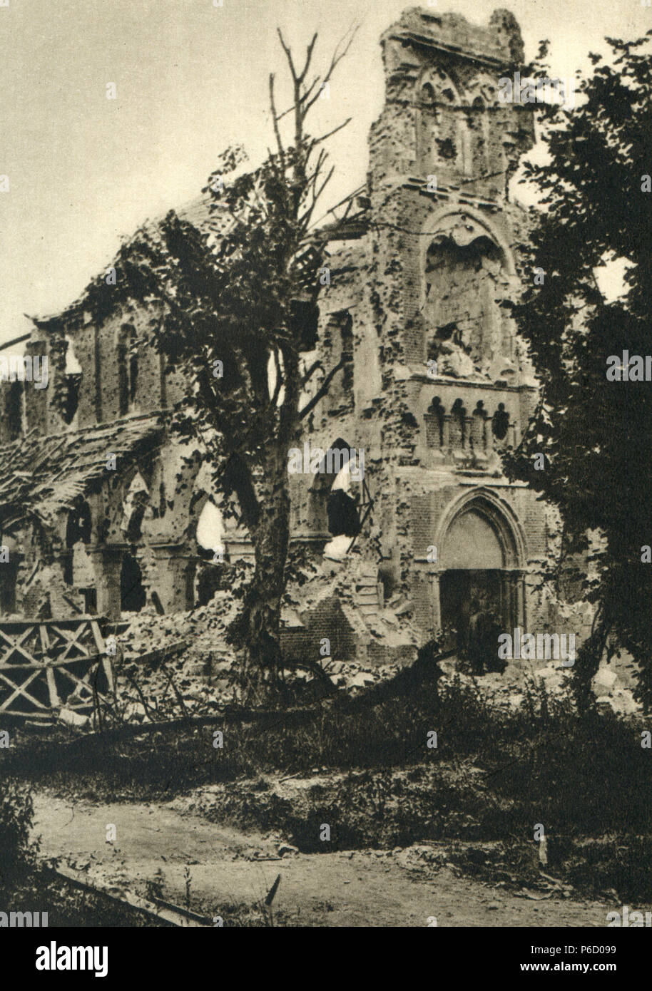 Weltkrieg, Kirche, Ruine, Friesen, WK 1, Weltkrieg, Weltkrieg Stockfoto
