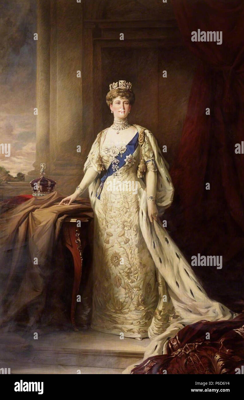 Português: Retrato de coroação da rainha Maria de Teck Englisch: Krönung Portrait von Königin Maria von Teck. Zwischen 1911 und 1912 70 Queen Mary von William Llewellyn Stockfoto