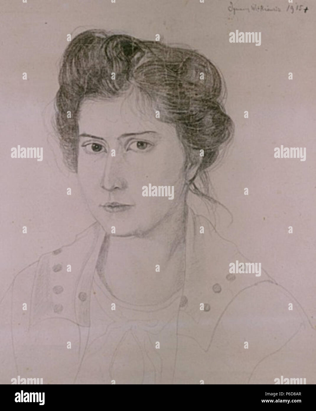 Polski: "Portret kobiety'; Papier; oówek; 53 x 48 cm; 1915; Muzeum Pomorza rodkowego, Supsk, nr inw.: MP-M/913. 1915 81 Witkacy-Portret Kobiety 1. Stockfoto