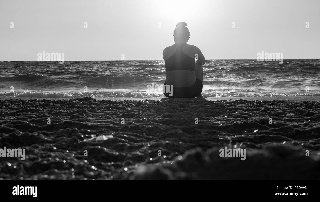 Landschaft Sonnenuntergang am Strand - Strand Palmachim Israel Stockfoto