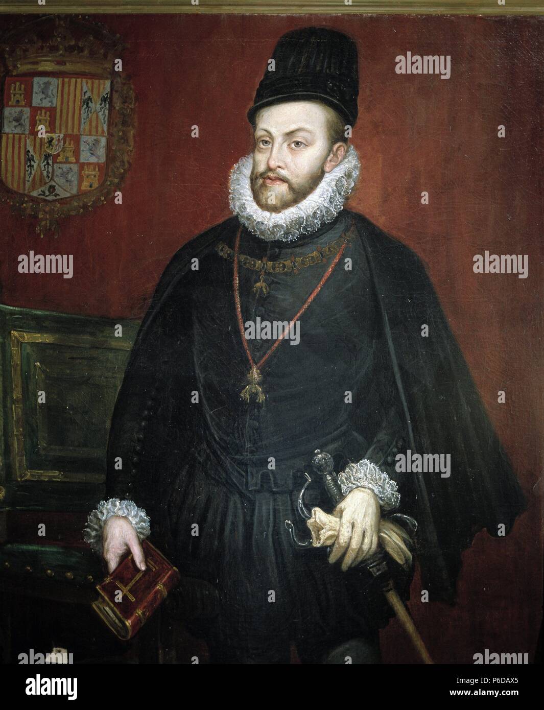 FELIPE II. REY DE ESPAÑA 1527-1598. ANONIMO. COLECCION Fernando Chueca. Stockfoto