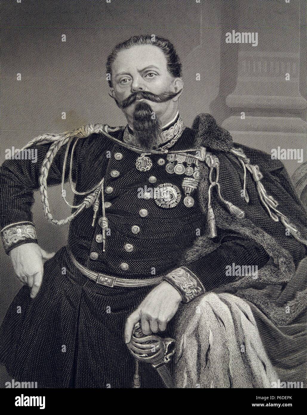 VICTOR MANUEL II. REY DE ITALIA. 1820 1878. RETRATRO GRABADO DE L¿Abbildung Stockfotografie VICTOR MANUEL II. REY DE ITALIA. 1820 1878. RETRATRO GRABADO DE L¿Abbildung Stockfotografie
