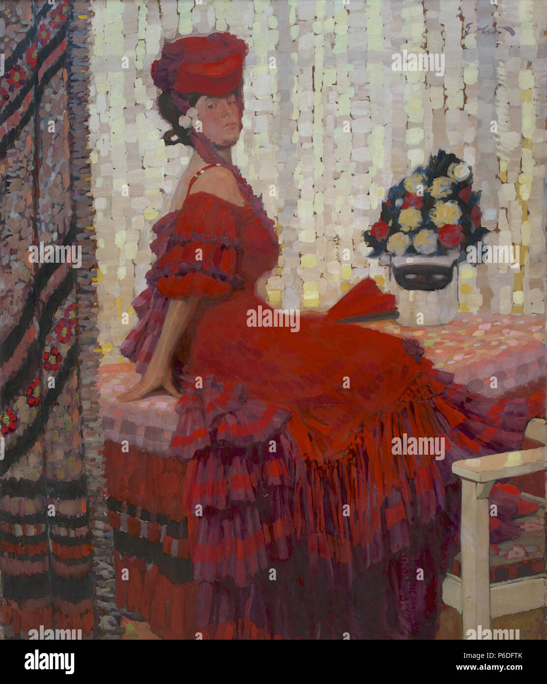 Fritz Erler: Domino (= Anna Erler, seine Frau, 1907. 1907 49 Fritz Erler - Domino 1907 Stockfoto