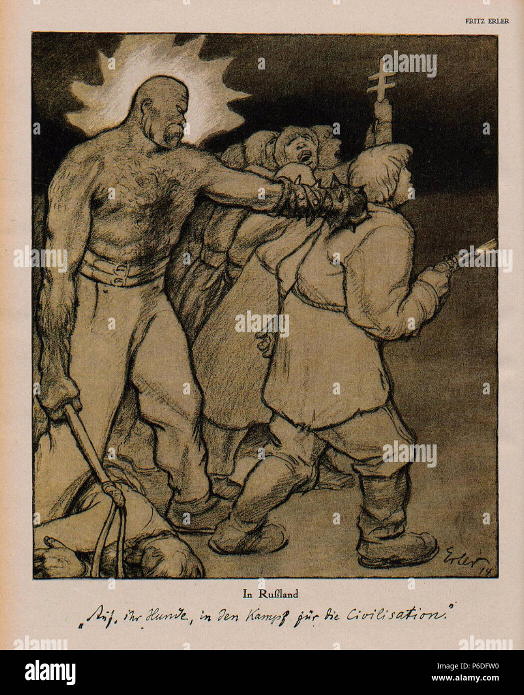 49 Fritz Erler - In Russland. Auf, ihr Katzen.., 1914 Stockfoto