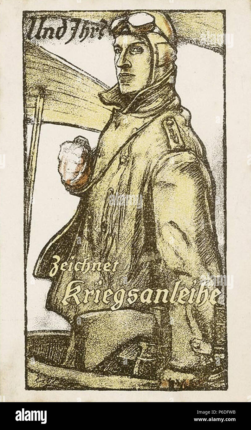 Ansichtskarte "Und igv Zeichnet Kriegsanleihe". Stadtmuseum Münster. ca. 1916 49 Fritz Erler zeichnet Kriegsanleihe Stockfoto