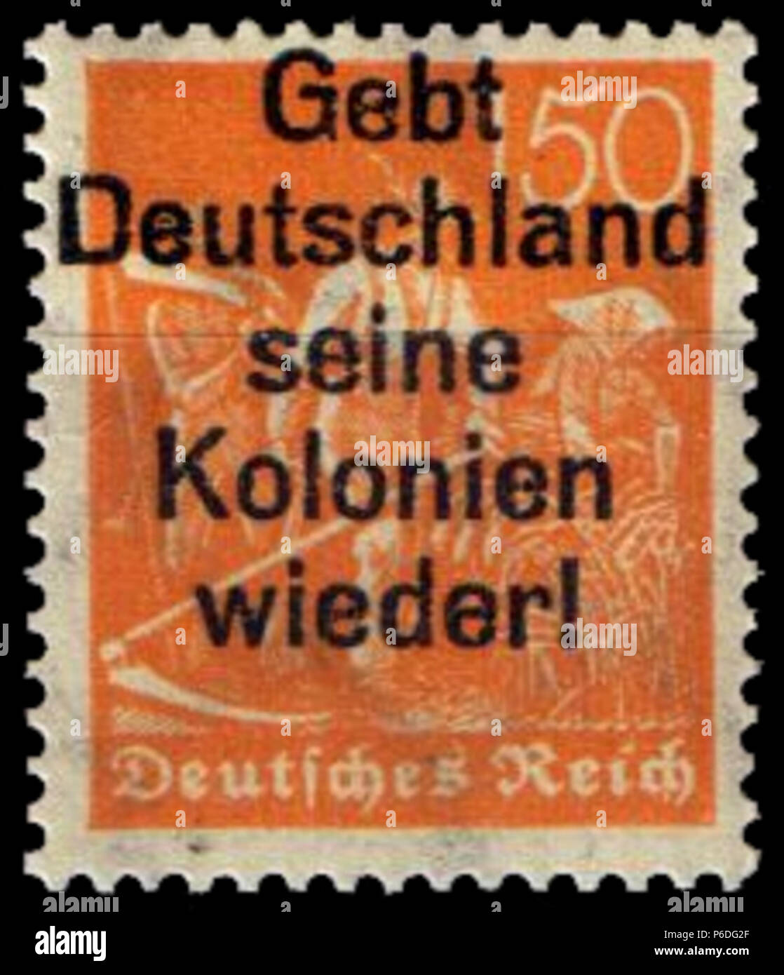 Englisch: Private Deutsche Propaganda Überdrucken für verloren gegangene Kolonien zurück, 150 Pfennig, 1921, auf Scott #148 Stempel:,, 150, 1921, Nr. 148. 1921; 2009-08-13 50 Deutschland 150 Pf 1921 Scott 148 gebtdeutschland Stockfoto