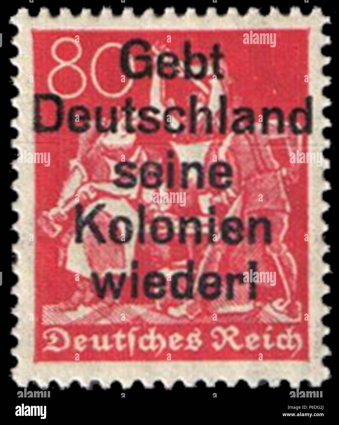 Englisch: Private Deutsche Propaganda Überdrucken für verloren gegangene Kolonien, die zurückkehren, 80 Pfennig, 1921, auf Scott #145 Stempel:,, 80, 1921, Nr. 145. 1921; 2009-08-13 50 Deutschland 80 Pf 1921 Scott 145 gebtdeutschland Stockfoto