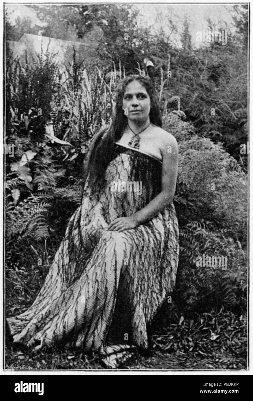 Englisch: "egi Papakura' in Neuseeland als Mkereti (Maggie) Papakura, Mori Reiseführer in Whakarewarewa Hot Springs in Neuseeland bekannt. Eine Illustration zu einem tschechischen Sprache travelogue Obrazy z jižní polokoule (Bilder von der südlichen Hemisphäre"), Kapitel II. Mezi Maory ('Unter den Mori"). 27. Dezember 1901 veröffentlicht. Bild in 1900 oder 1901. 14. Januar 2012 überarbeitet. 63 Megi Papakura 1901 Korensky-2 Stockfoto