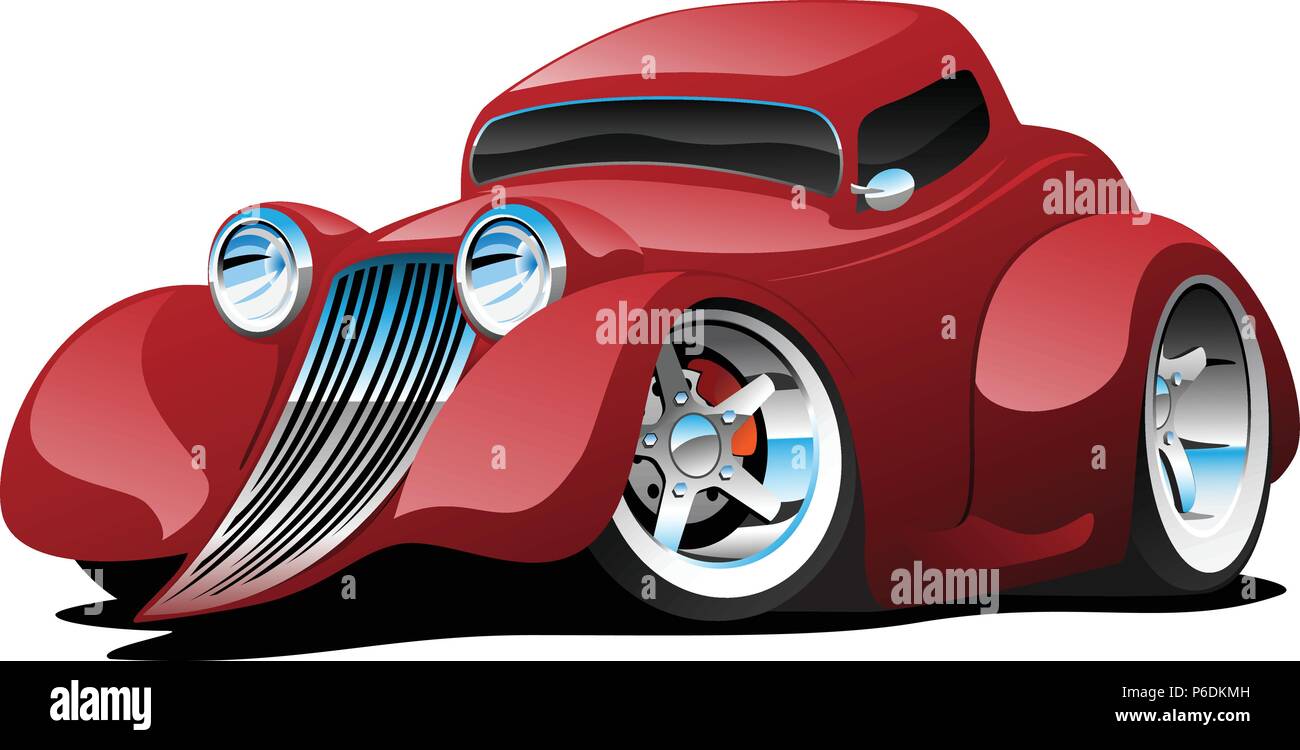 Red Hot Rod Restomod Coupe Cartoon Auto Vector Illustration Stock Vektor