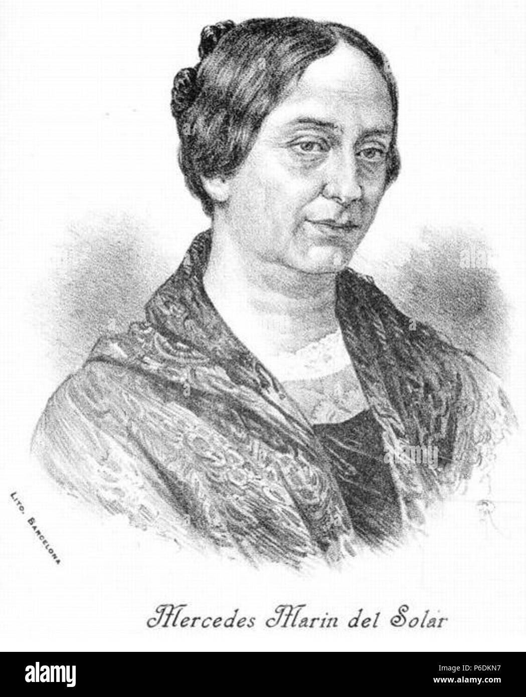Español: Mercedes Marín del Solar (1804-1866), Primera poetisa e intelectual Chilena, hija del integrante de La Primera Junta Nacional de Regierung de Chile Gaspar Marín, de Gran popularidad en su tiempo dedicó sus últimas años a la beneficiencia, la Acción política y la educación de La Mujer. Zwischen 1897 und 1901 63 Mercedes Marin del Solar Stockfoto