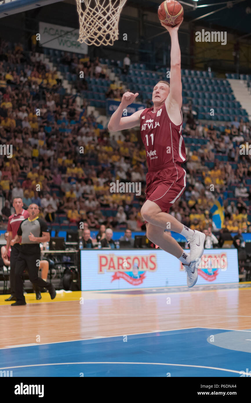 HOVET, Stockholm, Schweden, 28. Juni 2018. Schweden gegen Lettland in der FIBA Basketball WM 2019 Europäische Qualifier. Lettland gewonnen mit 82-72 Quelle: Stefan Holm/Alamy leben Nachrichten Stockfoto