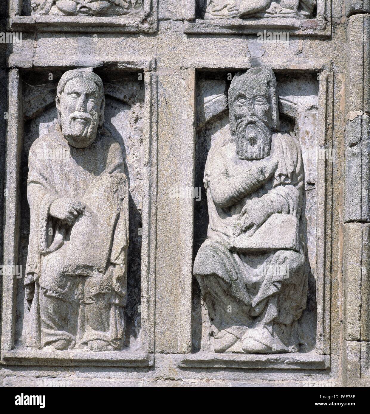 LA CORUÑA. SANTIAGO DE COMPOSTELA. CATEDRAL. PUERTA SANTA. Las MEJORES DE LA DECORACION, OBRA DEL MAESTRO MATEO. Stockfoto