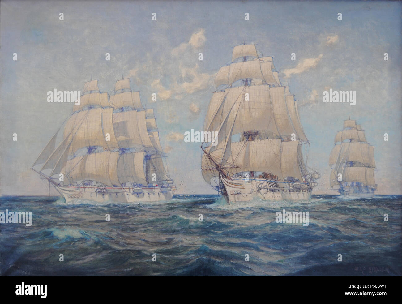 77 Die drei Marinetraining Schiffe, Stosch, Stein und Gneisenau unter vollen Segeln Stockfoto