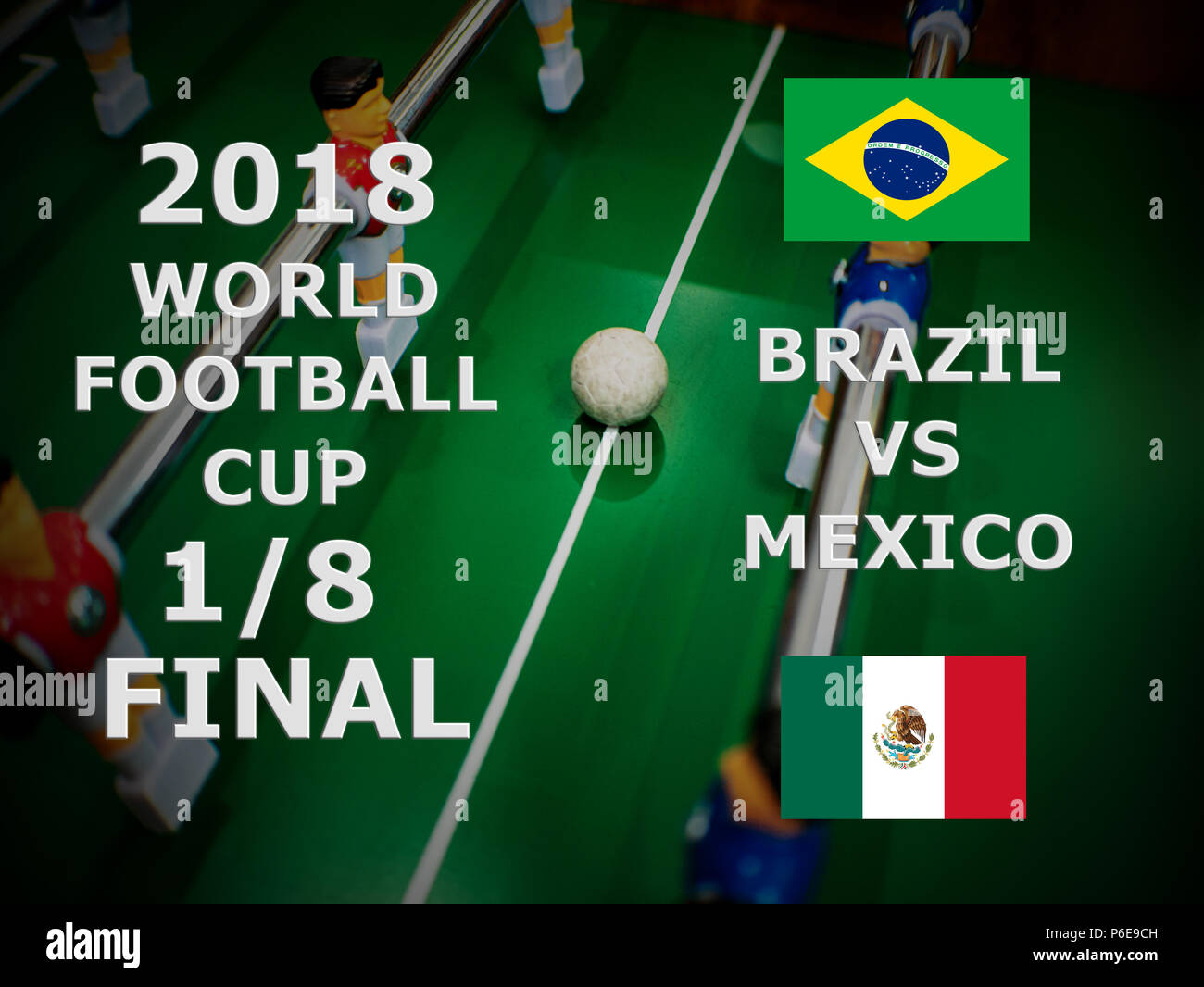 Russland 2018, Fußballspiel. Endgültig. Ein Achtel der Schale. Spiel Brasilien gegen Mexiko. Stockfoto
