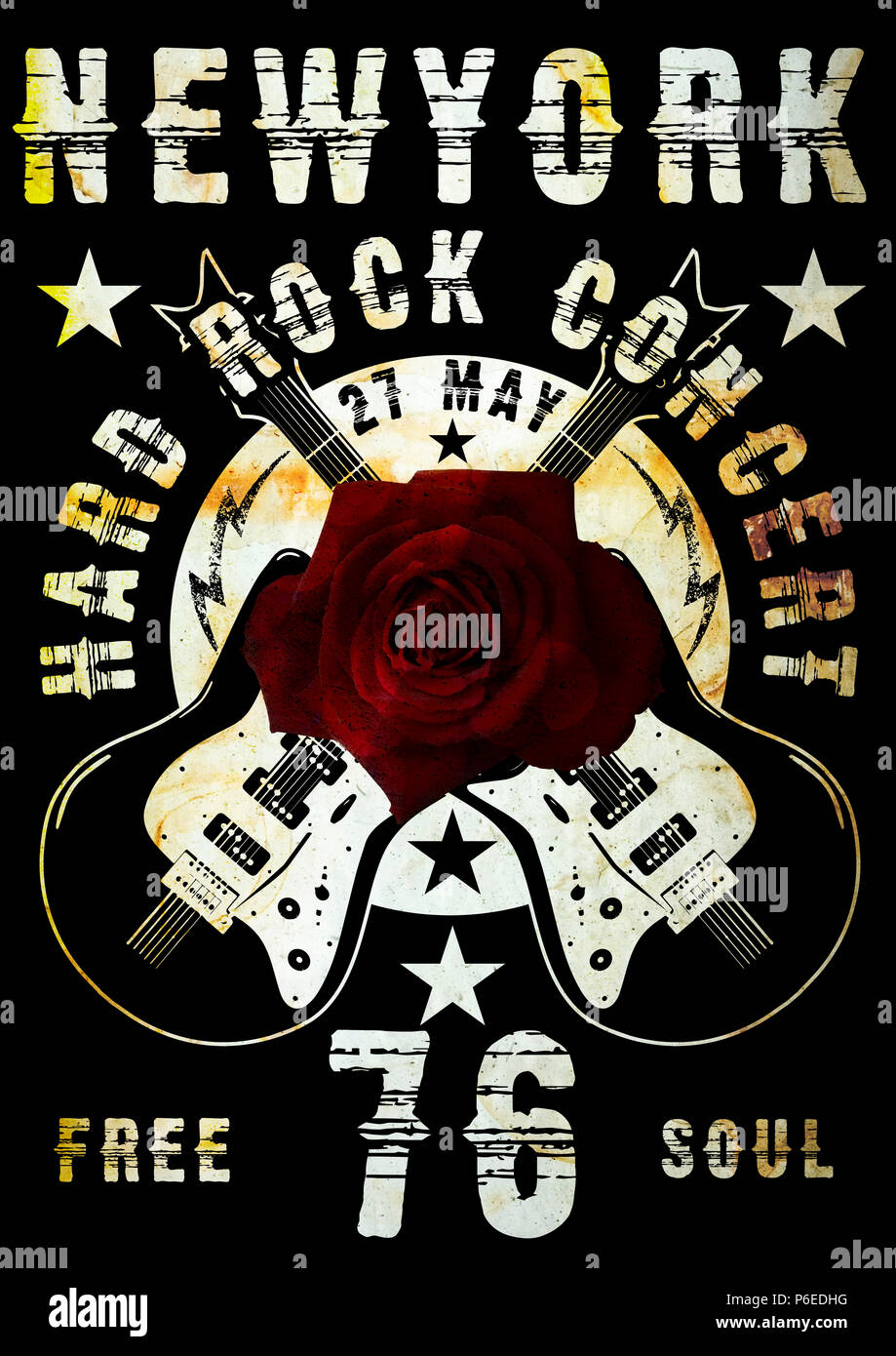 Rock Poster, Vintage Rock und Roll typografischen für t-shirt; T-Stück Design; Poster; Vector Illustration Stockfoto
