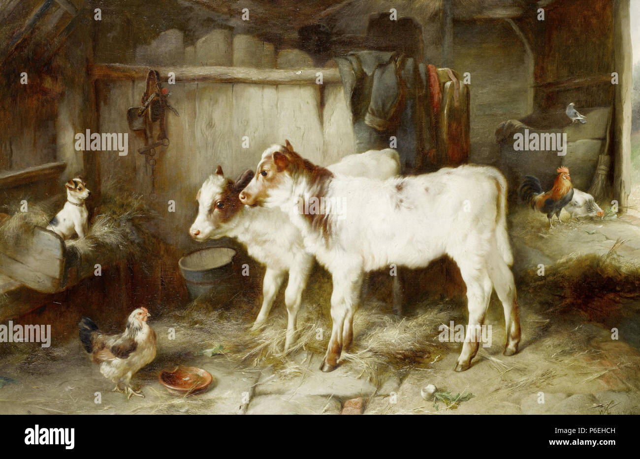 . Der Hund in der Krippe. Français: Tableau datant du 19ème siècle. Englisch: 19 british Impressionist Art. N/A2 2017-02 Walter Hunt - Der Hund in der Krippe Stockfoto