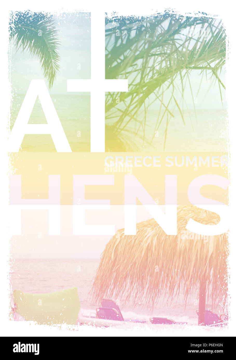Athen Griechenland Sommer Poster t-Design Stockfoto