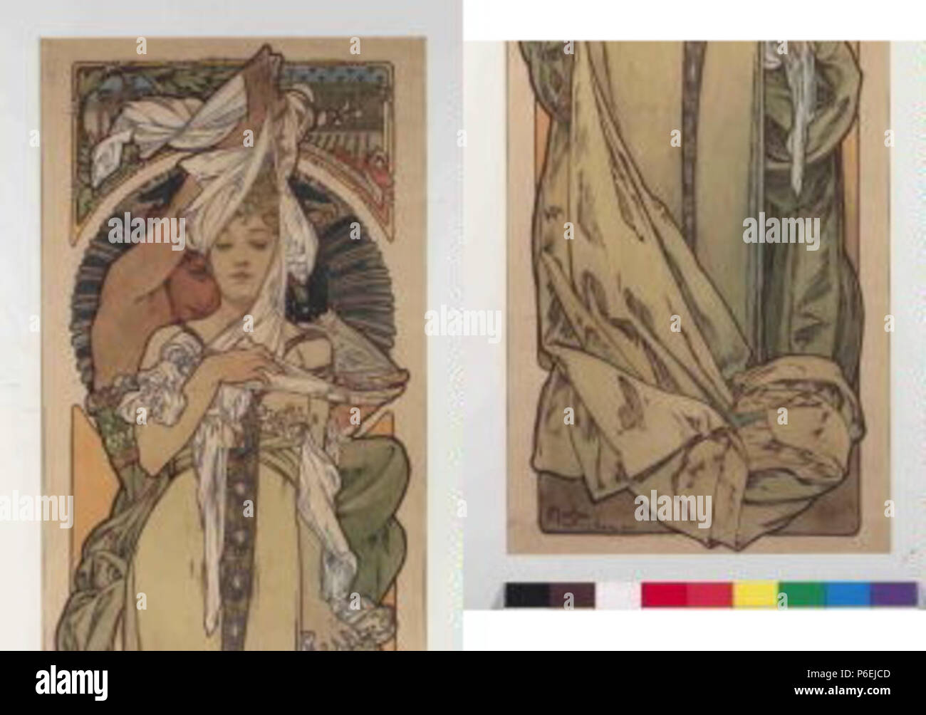 . Eština: Pravá strana plakátu Schwankungsbandbreiten 1900 6 Autor Alfons Mucha 24.7.1860-14.7.1939-Prava strana plakatu Schwankungsbandbreiten Stockfoto
